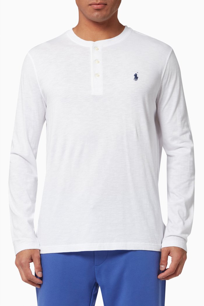 

Henley T-Shirt in Slub Cotton Jersey, White