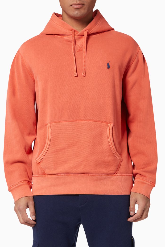 

Pony Embroidered Hoodie in Garment-dyed Fleece, Orange