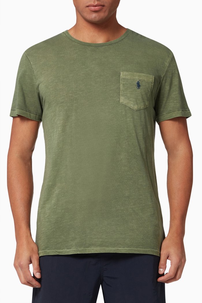 

Custom Slim Fit Pocket T-shirt in Cotton Blend Jersey, Green