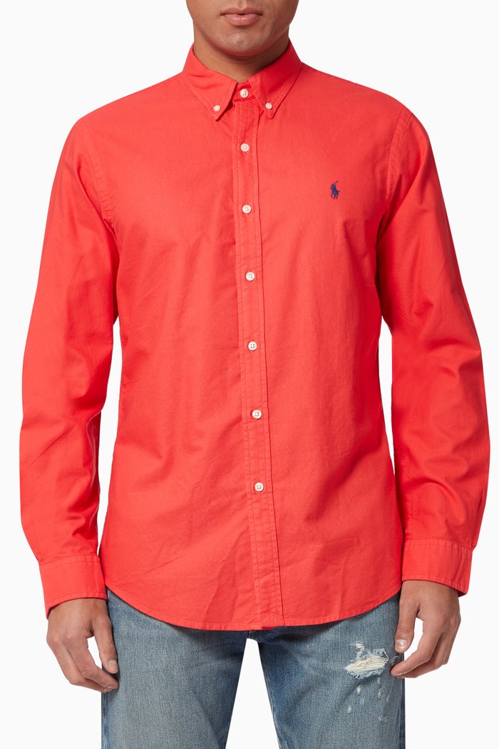 

Custom Fit Shirt in Cotton Flannel, Red