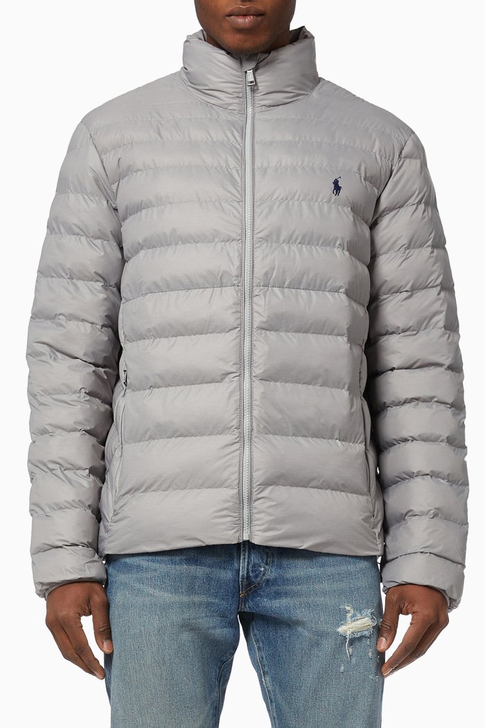 Padded Jacket in Recycled Nylon, Grey