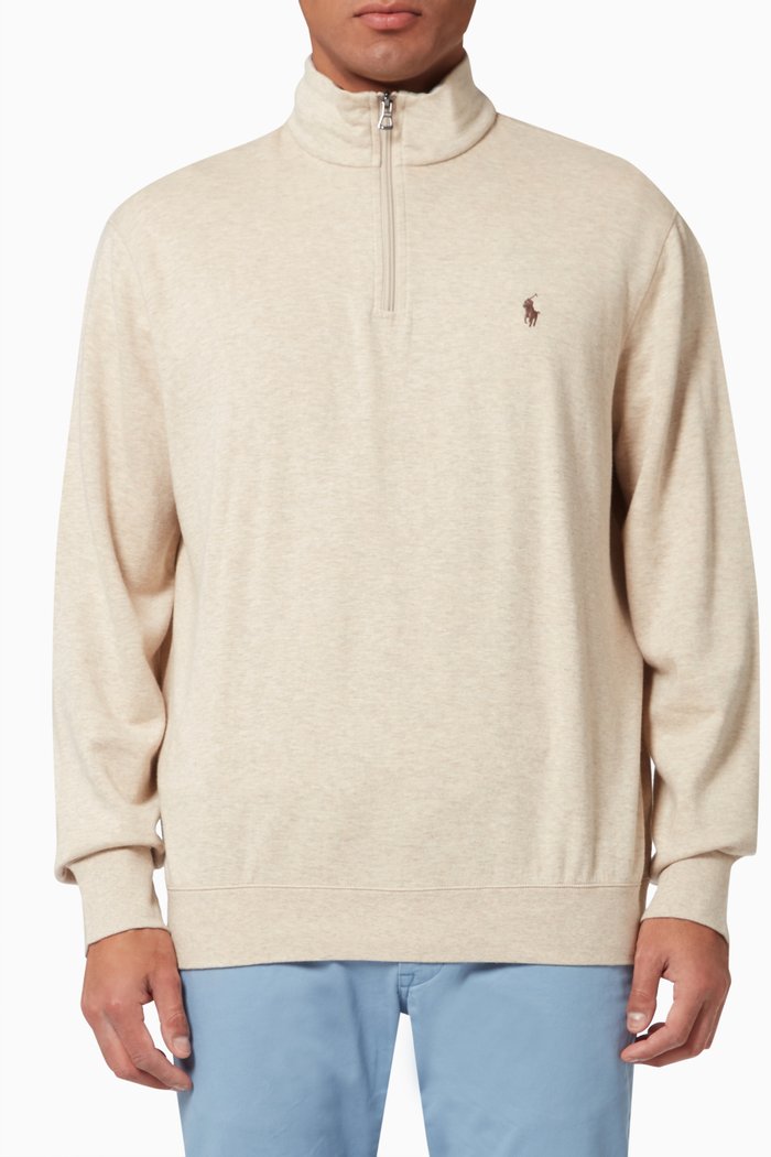 

Mock-neck Pullover in Double Knit Jersey, Neutral