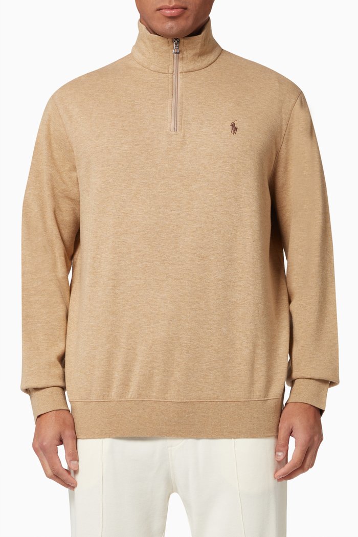 

Mock-neck Pullover in Double Knit Jersey, Neutral