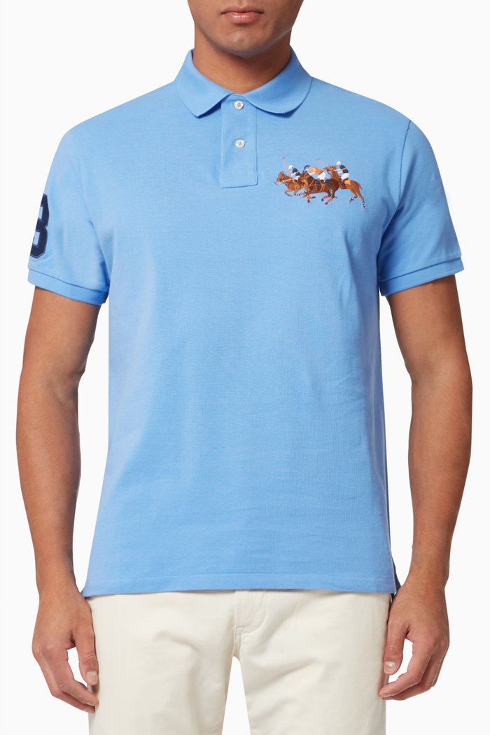 Polo Shirt in Cotton Piqué, Blue