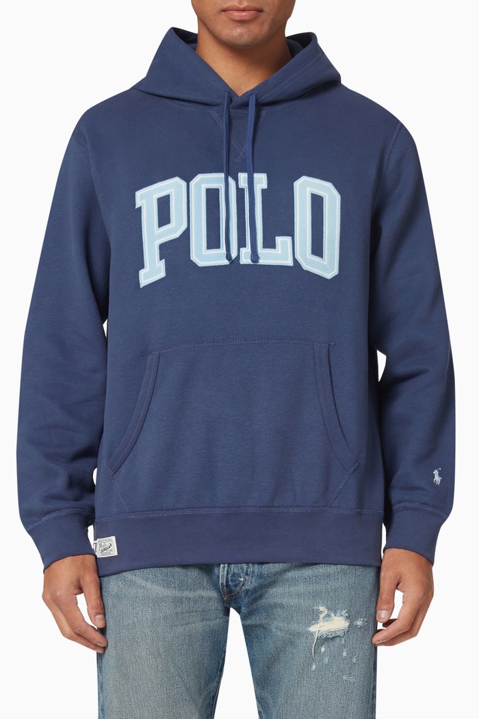 

RL Logo Hoodie in Fleece, Blue