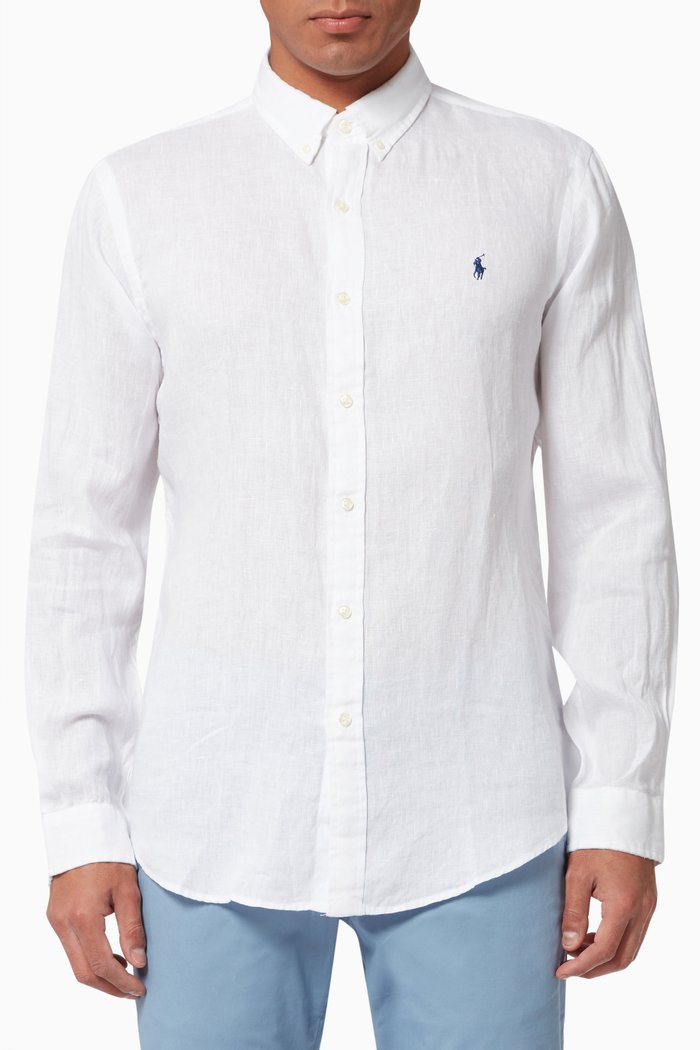 

Classic Fit Casual Shirt in Linen, White