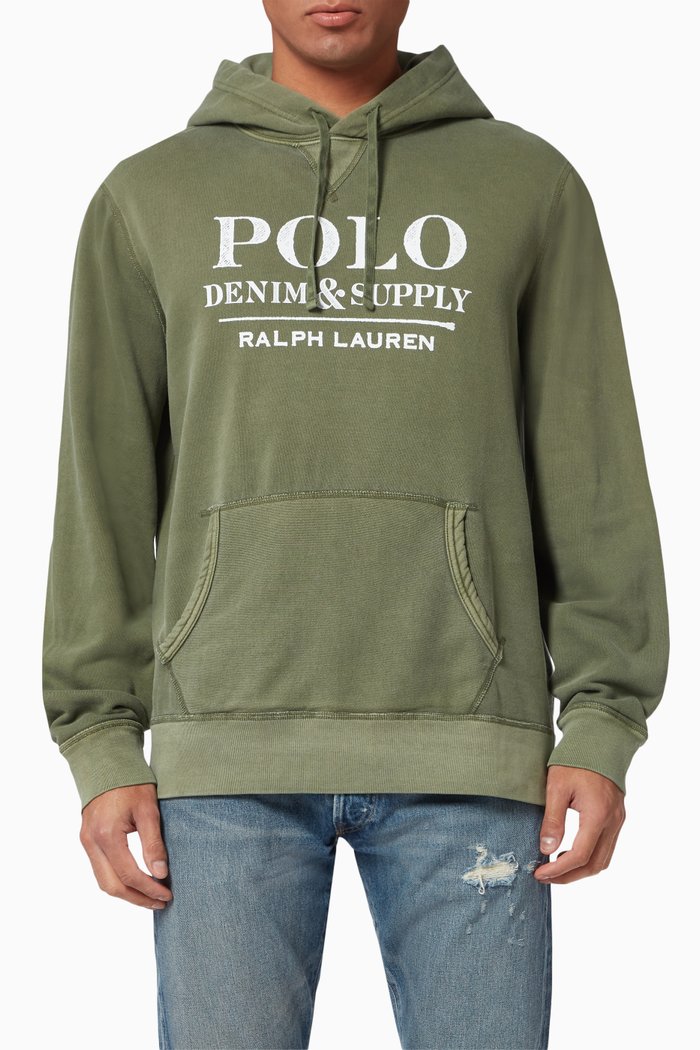 

Logo Hoodie in Cotton Blend, Green