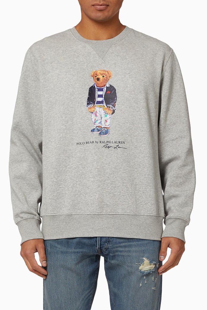 Polo Bear Sweatshirt in Cotton Fleece, Grey
