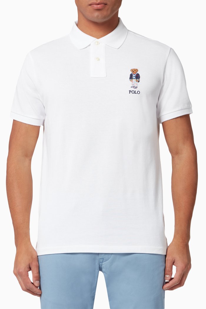 

Bear Polo Shirt in Cotton Piqué, White