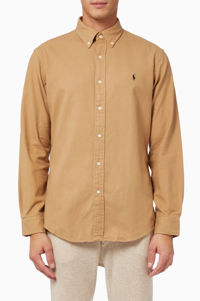 

Custom Fit Shirt in Cotton Flannel, Neutral