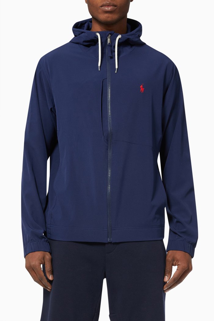 

Packable Hooded Jacket in Technical Fabric, Blue