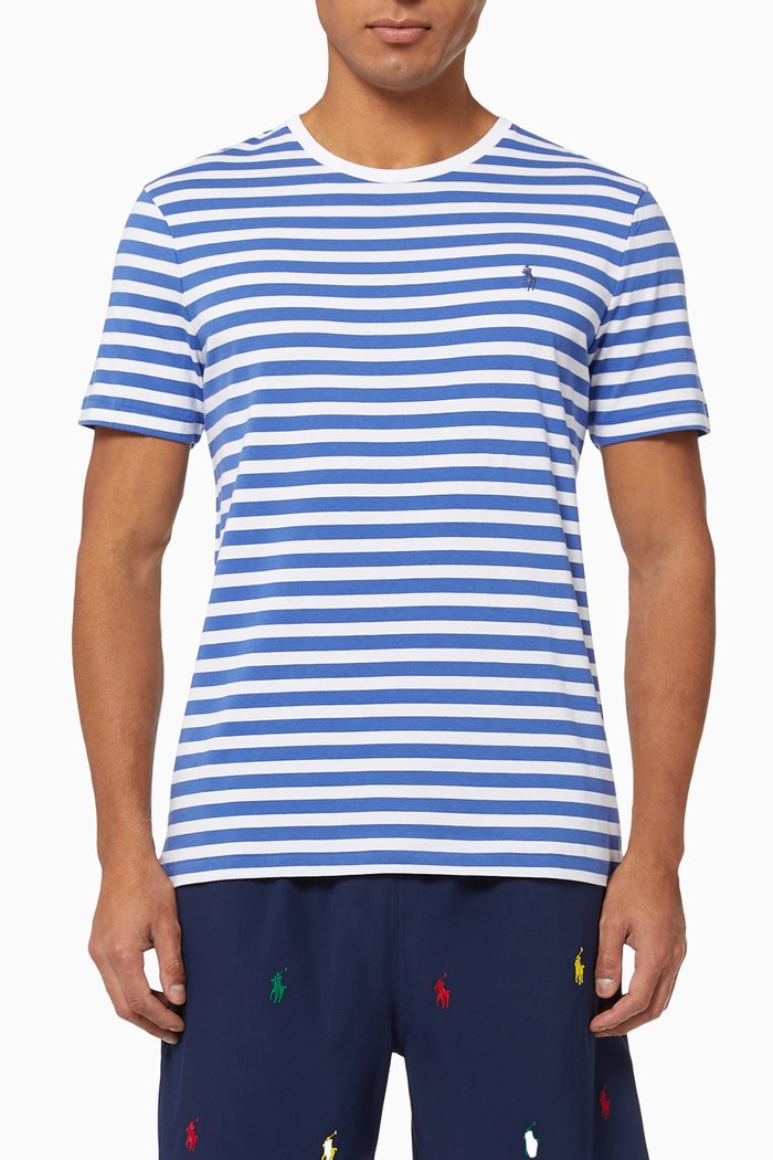 

Striped T-shirt in Cotton Jersey, Blue