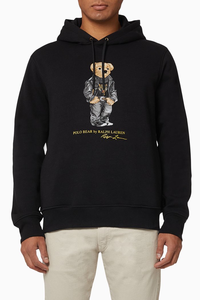 

Polo Bear Hoodie in Fleece, Black