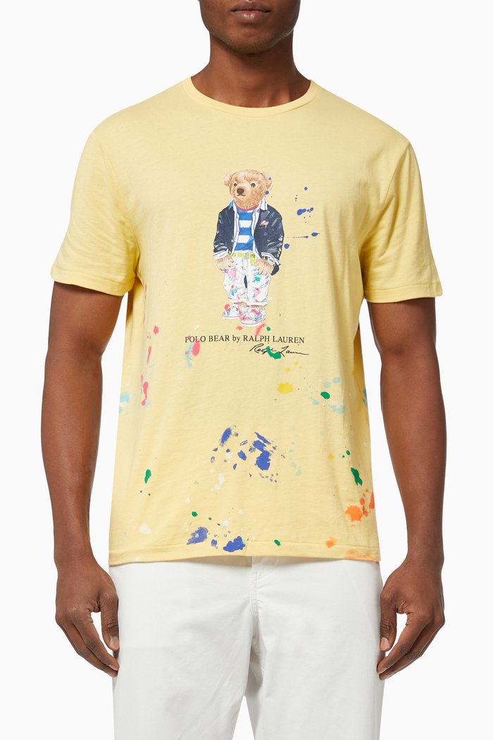 

Custom Slim Fit Polo Bear T-Shirt in Cotton Jersey, Yellow