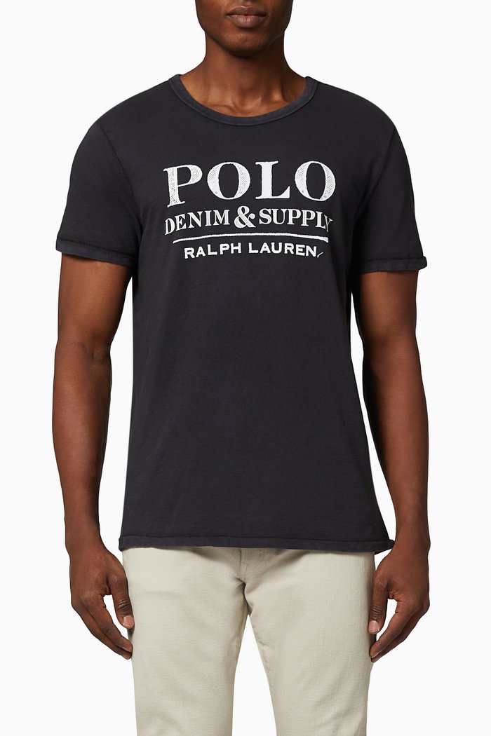 

Custom Slim Fit Denim & Supply T-shirt in Cotton Jersey, Black
