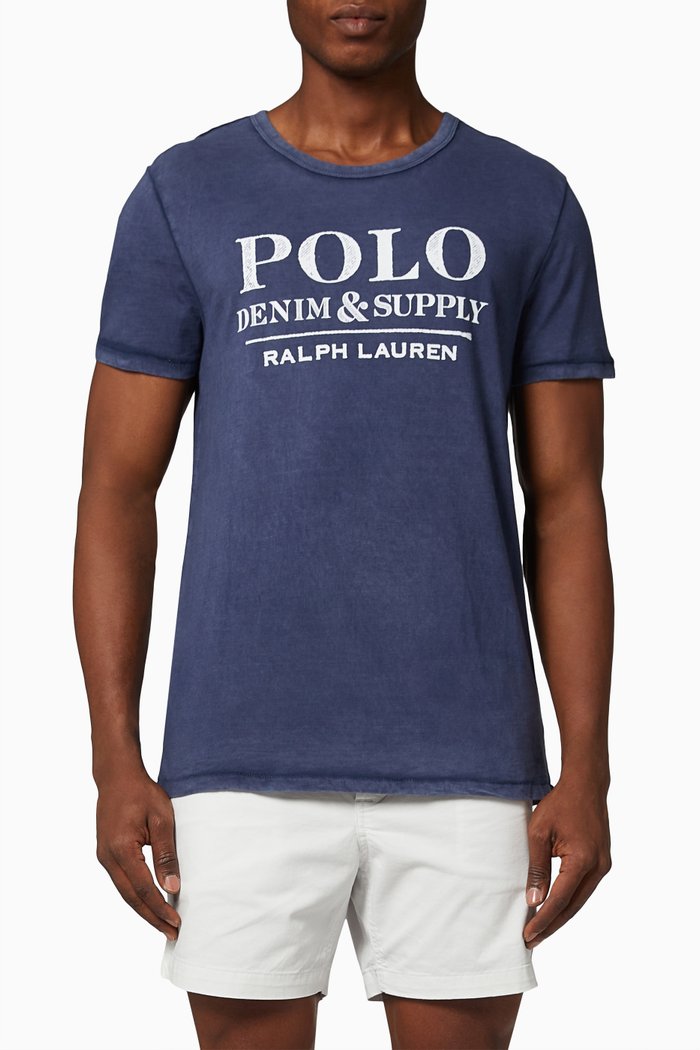 

Custom Slim Fit Denim & Supply T-shirt in Cotton Jersey, Blue