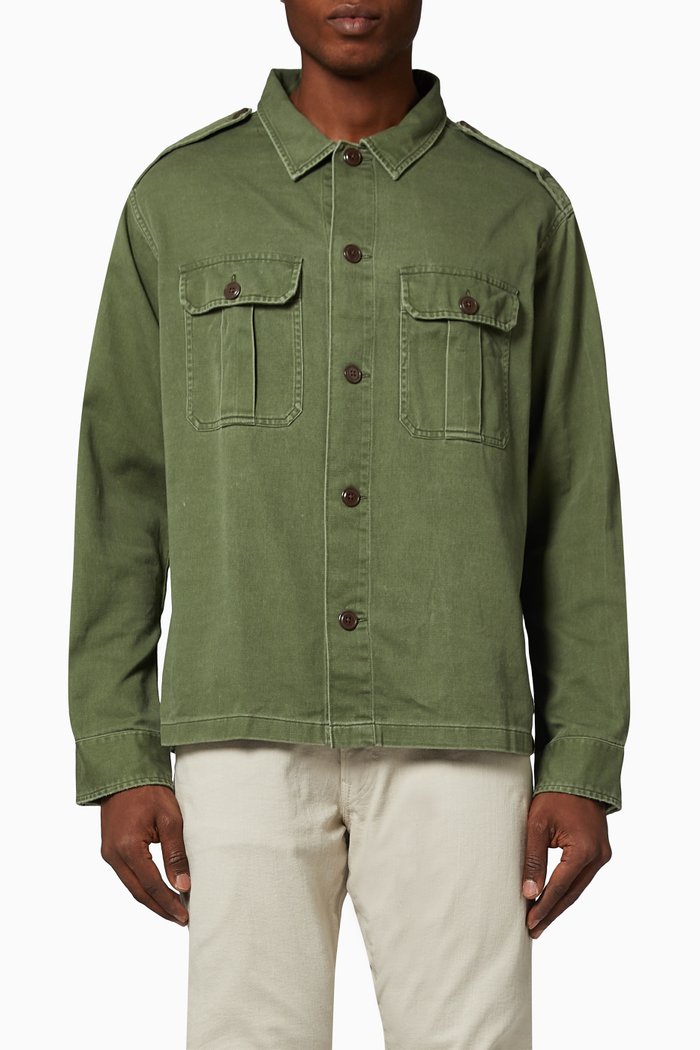 

Overshirt in Cotton Sateen, Green