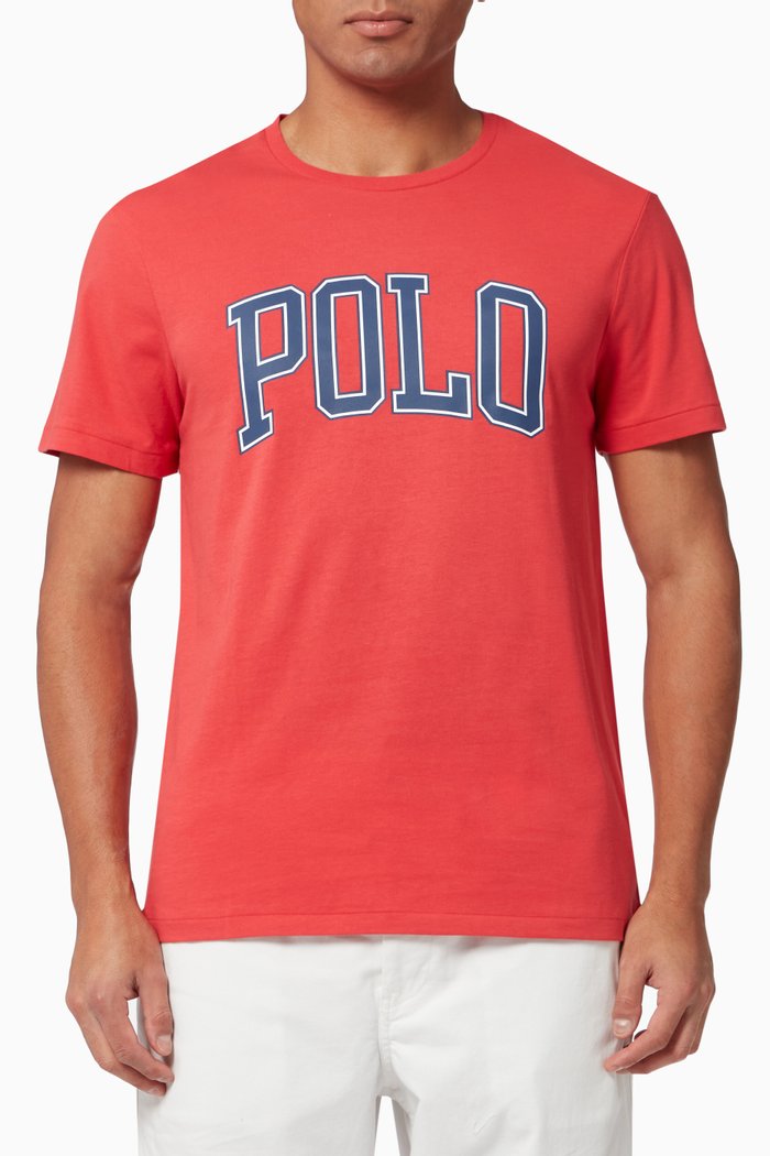 Custom Slim Fit Logo T-shirt in Cotton Jersey, Red