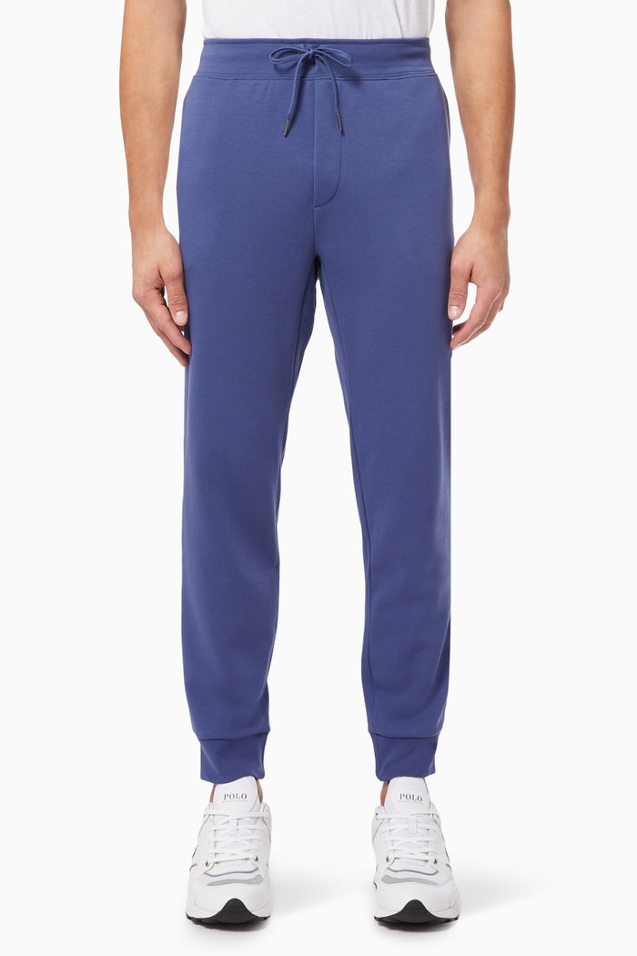 Embossed Logo Sweatpants in Cotton Blend, Blue