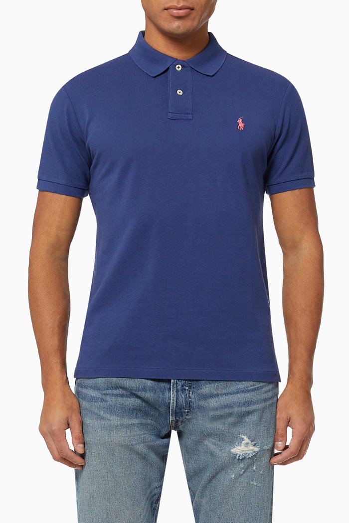 

Logo Polo Shirt in Cotton Piqué, Blue