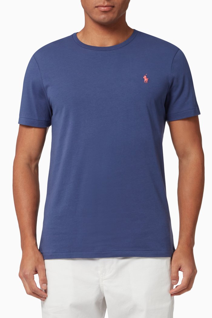 

Slim Fit T-shirt in Soft Cotton Jersey, Blue