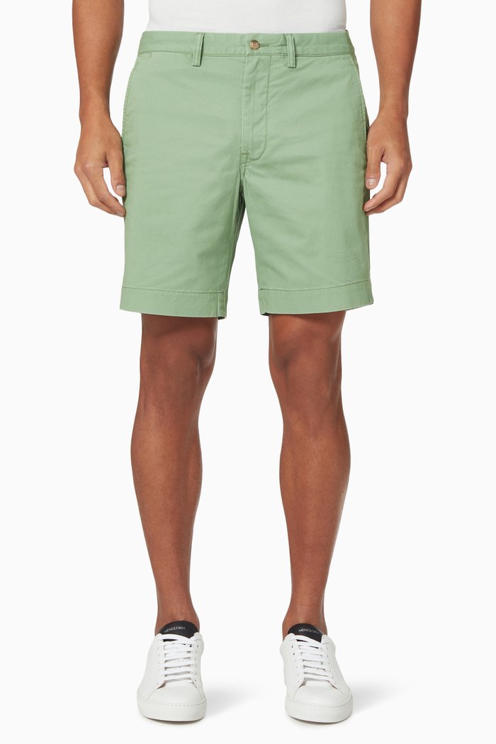 

Straight Fit Chino Shorts in Stretch Cotton, Green