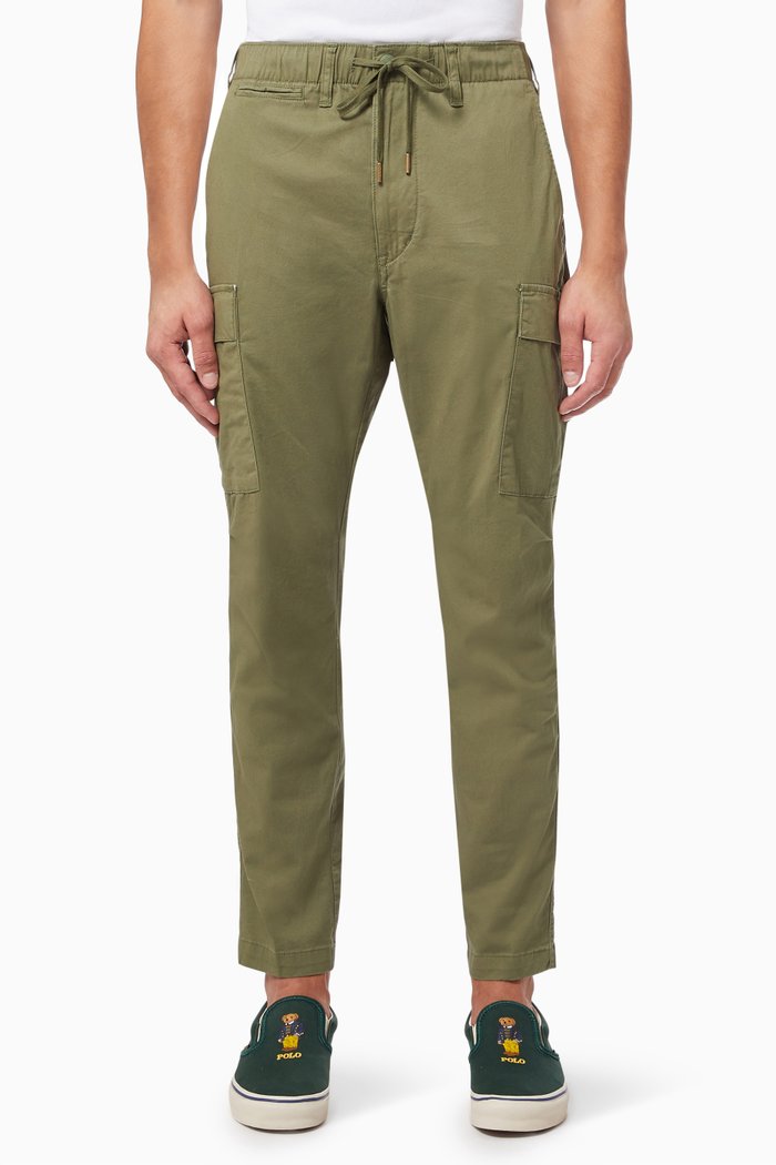 

Slim Fit Cargo Pants in Stretch Twill, Green