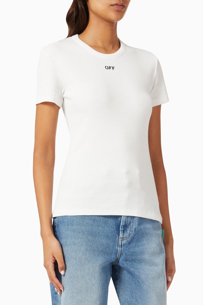 

Logo Basic T-shirt in Ribbed Jersey, White