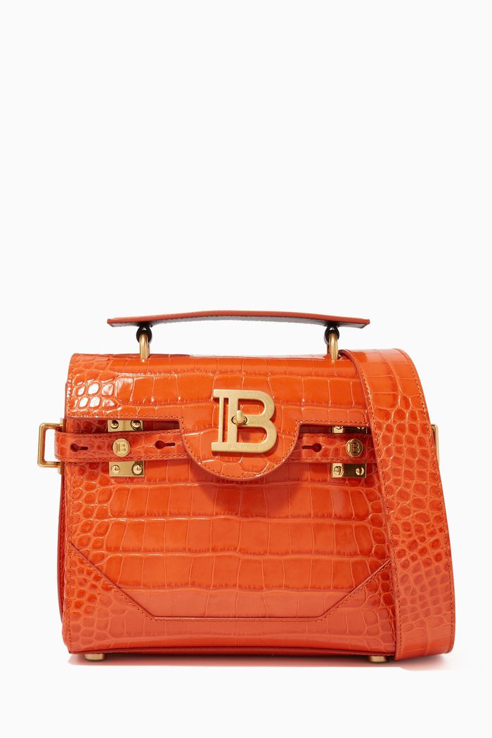 

B-Buzz 23 Top Handle in Croc-embossed Leather, Orange