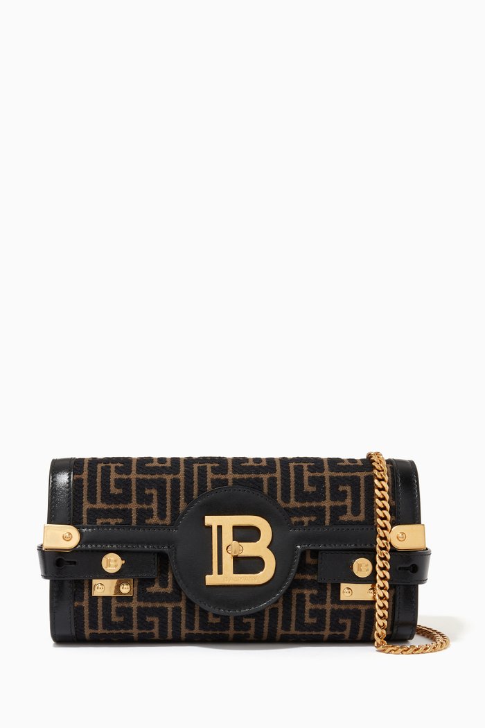 

B-Buzz 23 Clutch Bag in Monogram Jacquard, Brown