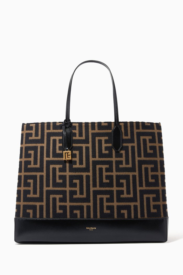 

Tote Bag in Monogram Jacquard, Brown
