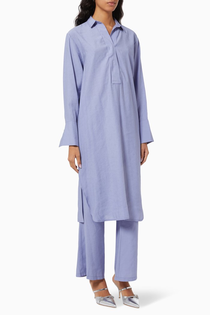 

Tunic & Pants Set in Cotton, Blue