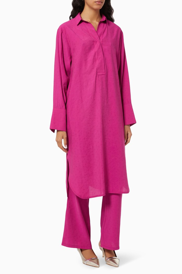 Tunic & Pants Set in Cotton, Pink