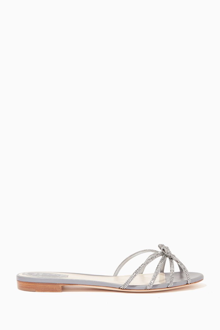 

Caterina Flat Slip-on Sandals in Satin, Grey