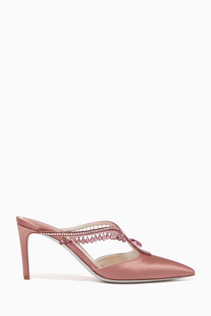 

Chandelier 75 Mule Pumps in Satin, Burgundy