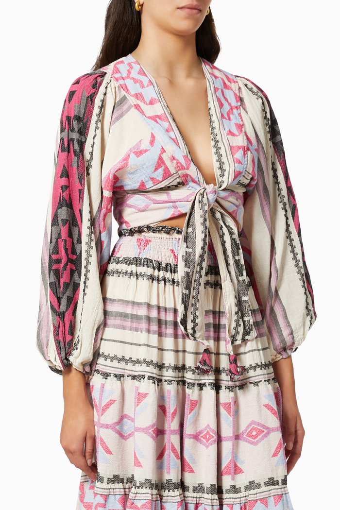 

Zakar Tie Crop Top in Cotton, Pink