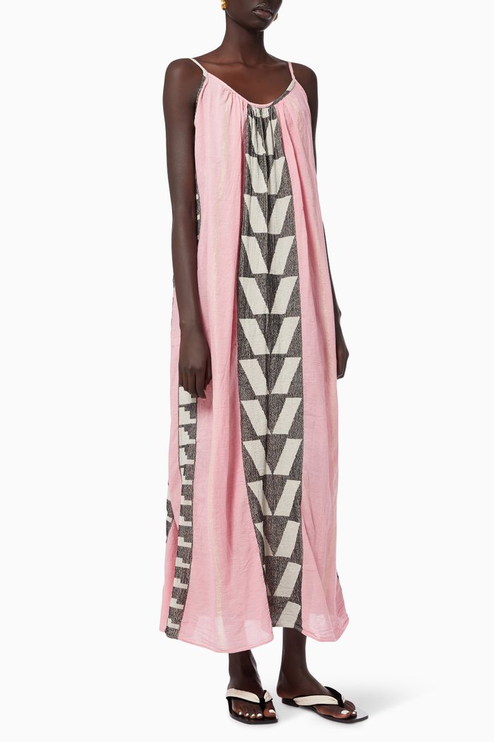 

Zakar Strap Maxi Dress in Cotton, Pink