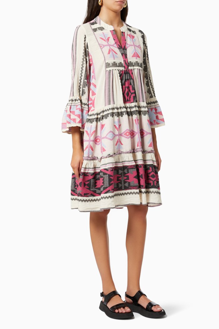 

Zakar Print Midi Dress in Cotton, Pink