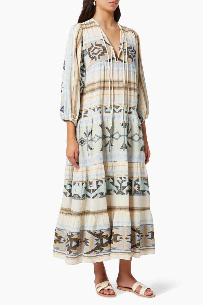 

Zakar Double Tie Maxi Dress in Cotton, Blue