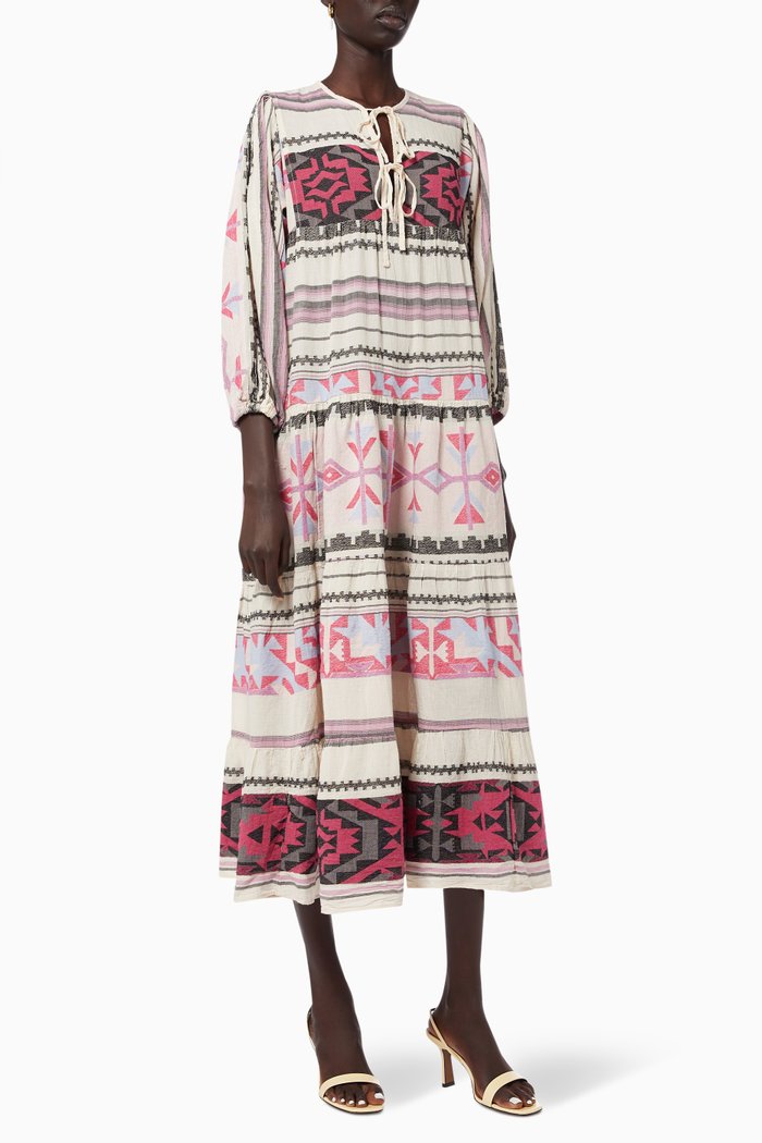 

Zakar Double Tie Maxi Dress in Cotton, Pink