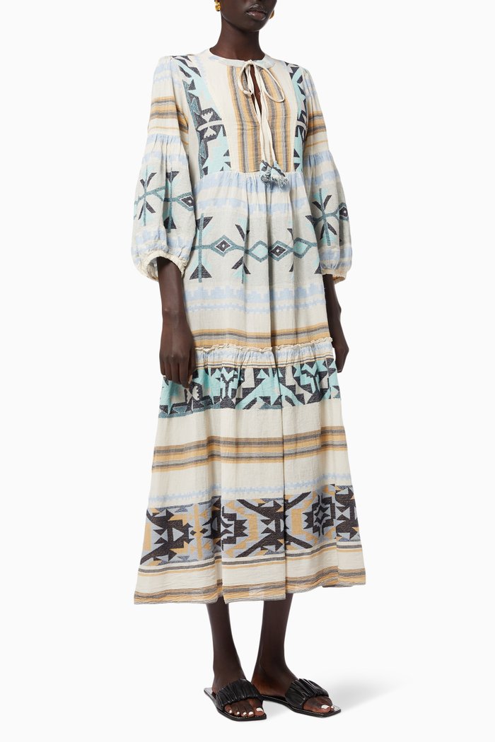 

Zakar Print Maxi Dress in Cotton, Blue