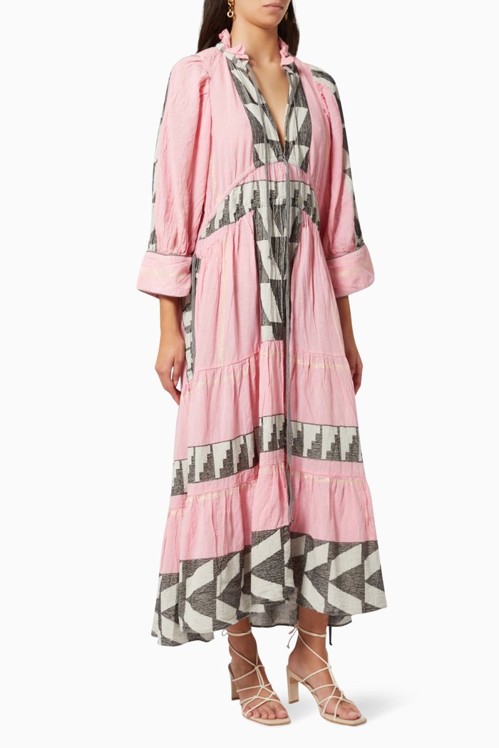 

Zakar Yoke Maxi Dress in Cotton, Pink