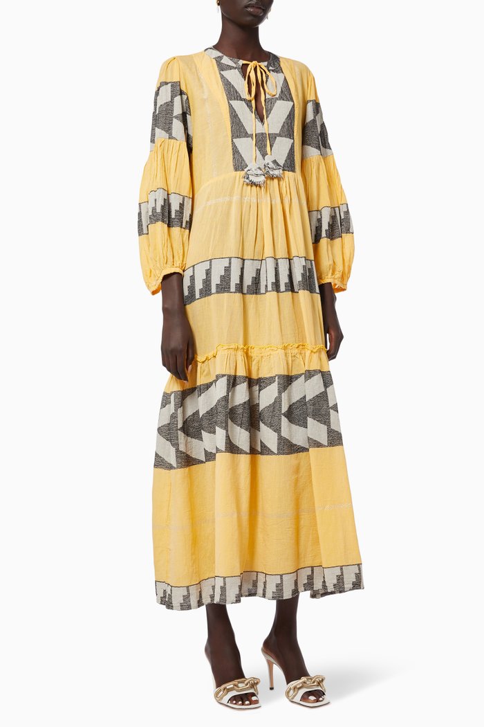 

Zakar Pattern Maxi Dress in Cotton, Yellow