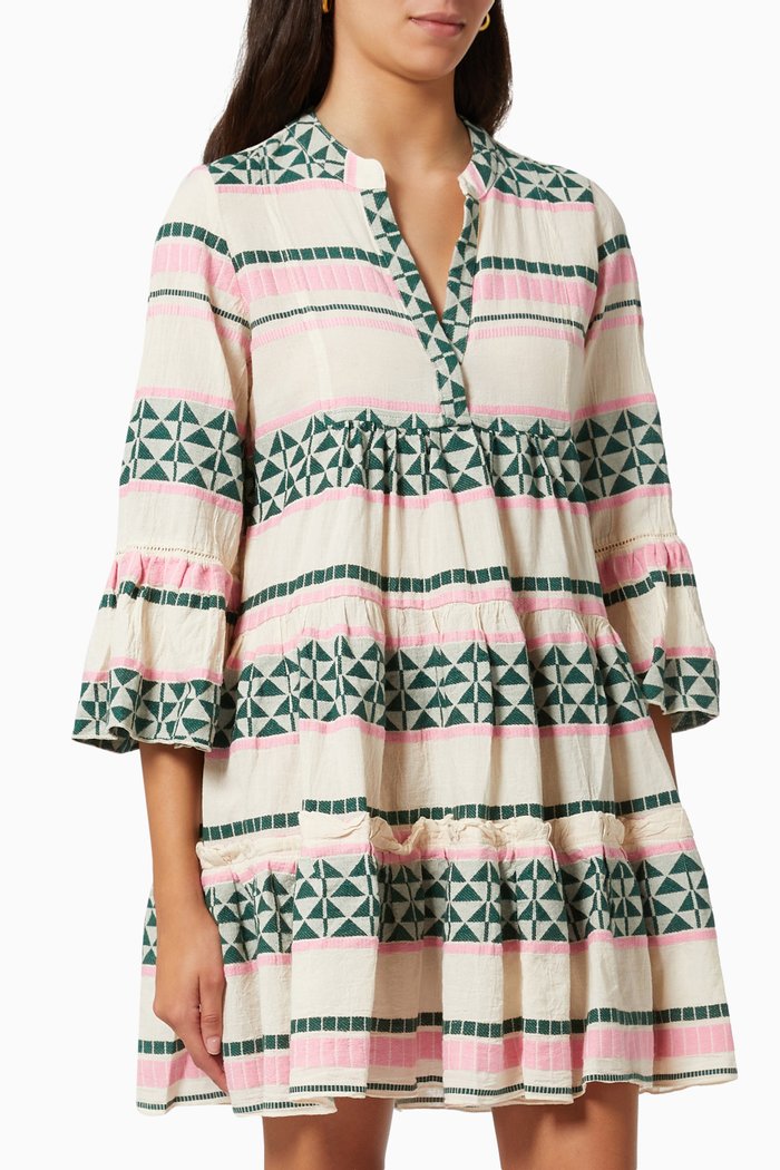 

Zakar Tiered Mini Dress in Cotton, Green