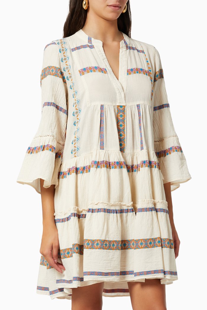 

Zakar Tiered Mini Dress in Cotton, Blue