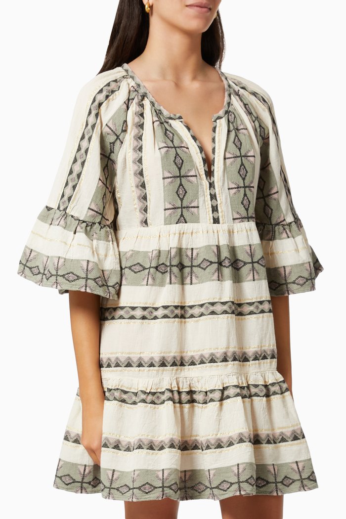 Zakar Tiered Frill Dress in Cotton, Grey