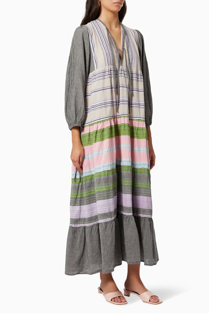 

Zakar Stripe Maxi Dress in Cotton, Multicolour