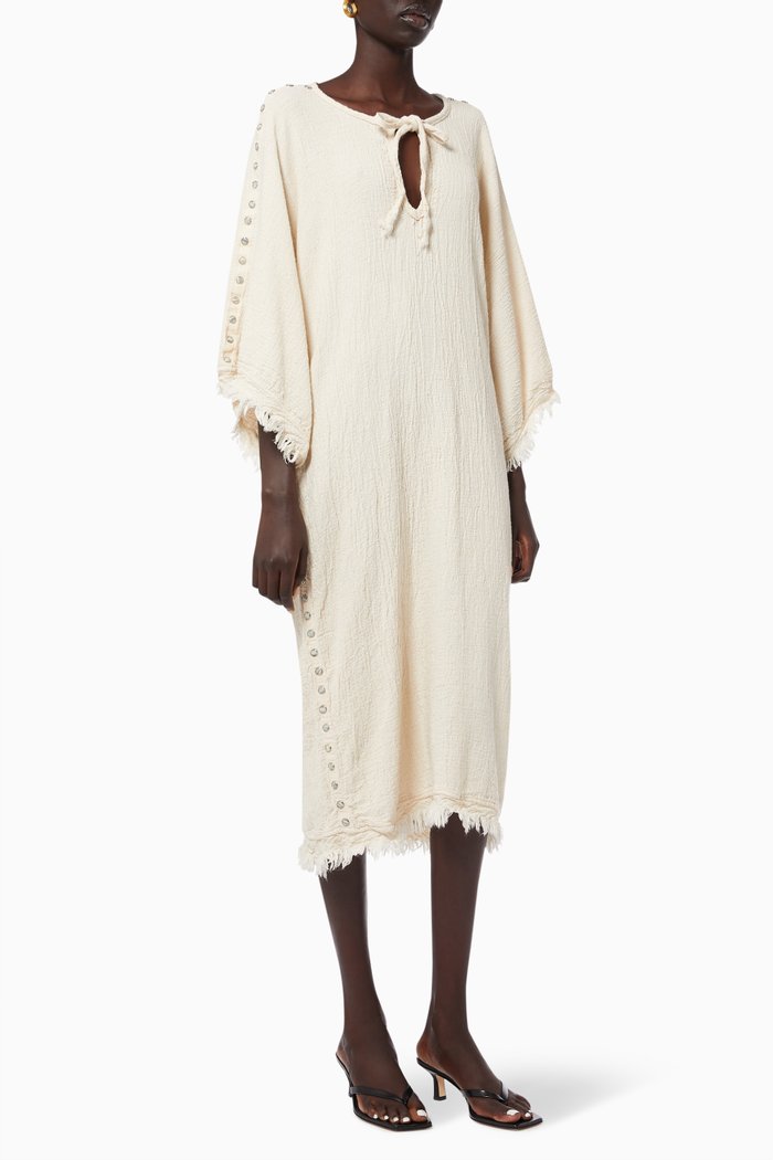 

Button Detail Maxi Dress in Cotton, Neutral