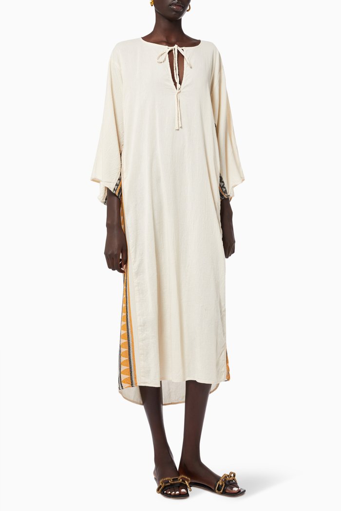 

Zakar Print Detail Maxi Dress in Cotton, Neutral