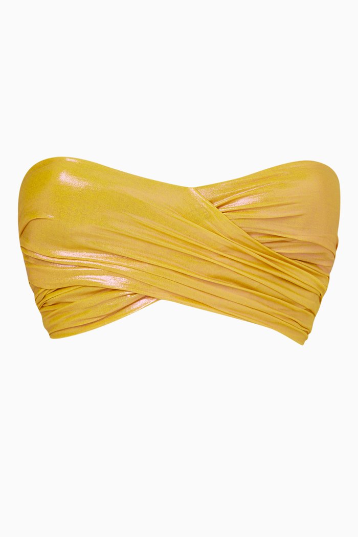 

Adley Bikini Top in Metallic Nylon, Yellow